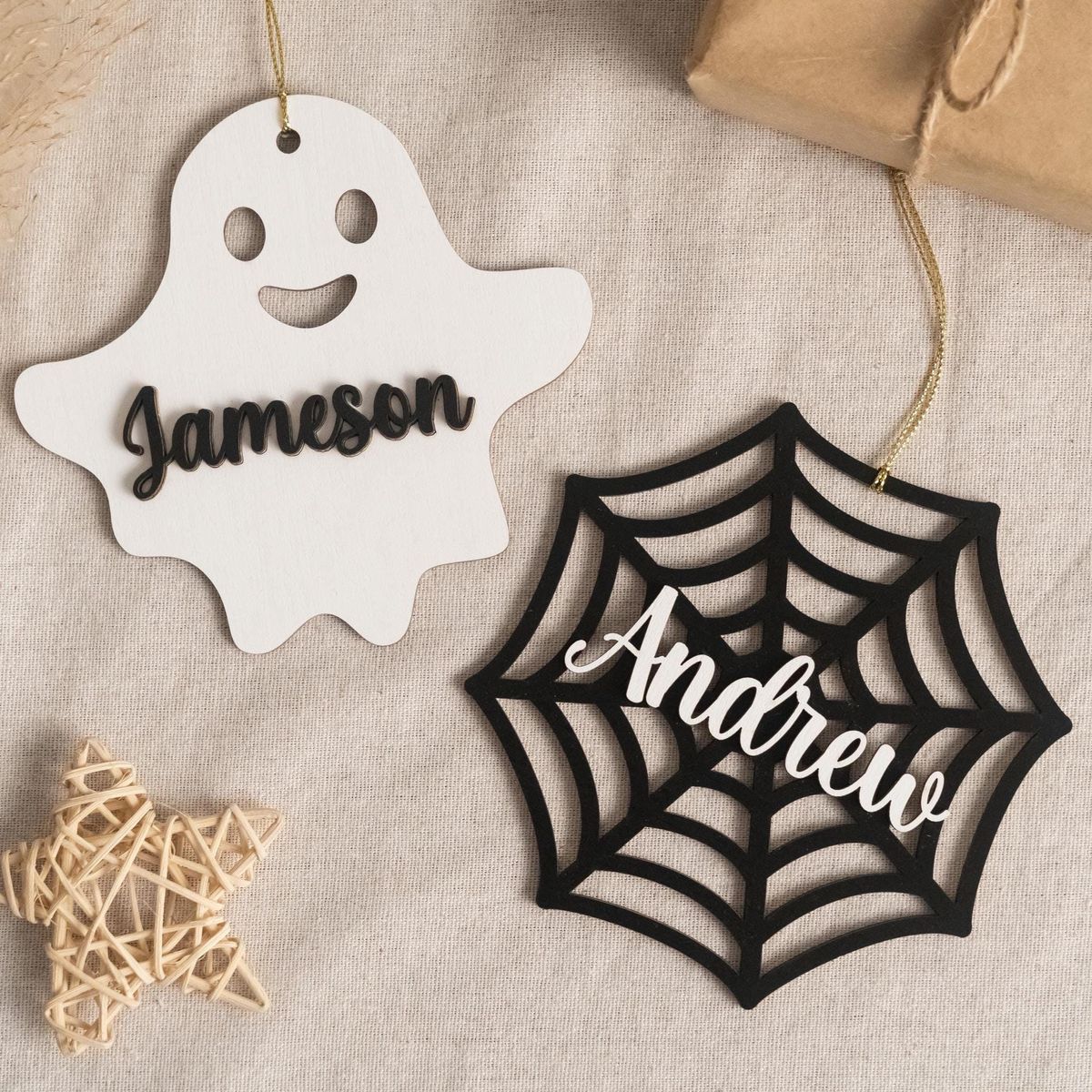 Mini Halloween Favor Tags - Personalized Wooden Tags