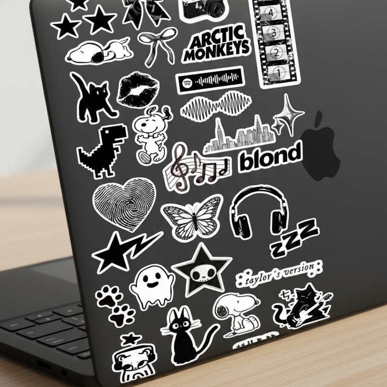 Black & White Stickers Pack, 20pcs