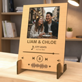 Custom Spotify Plaque with Photo & Scannable Code | Personalized Music Frame | Anniversary Gift for Couple, Valentine's Day, Him, Her | Wooden Stand