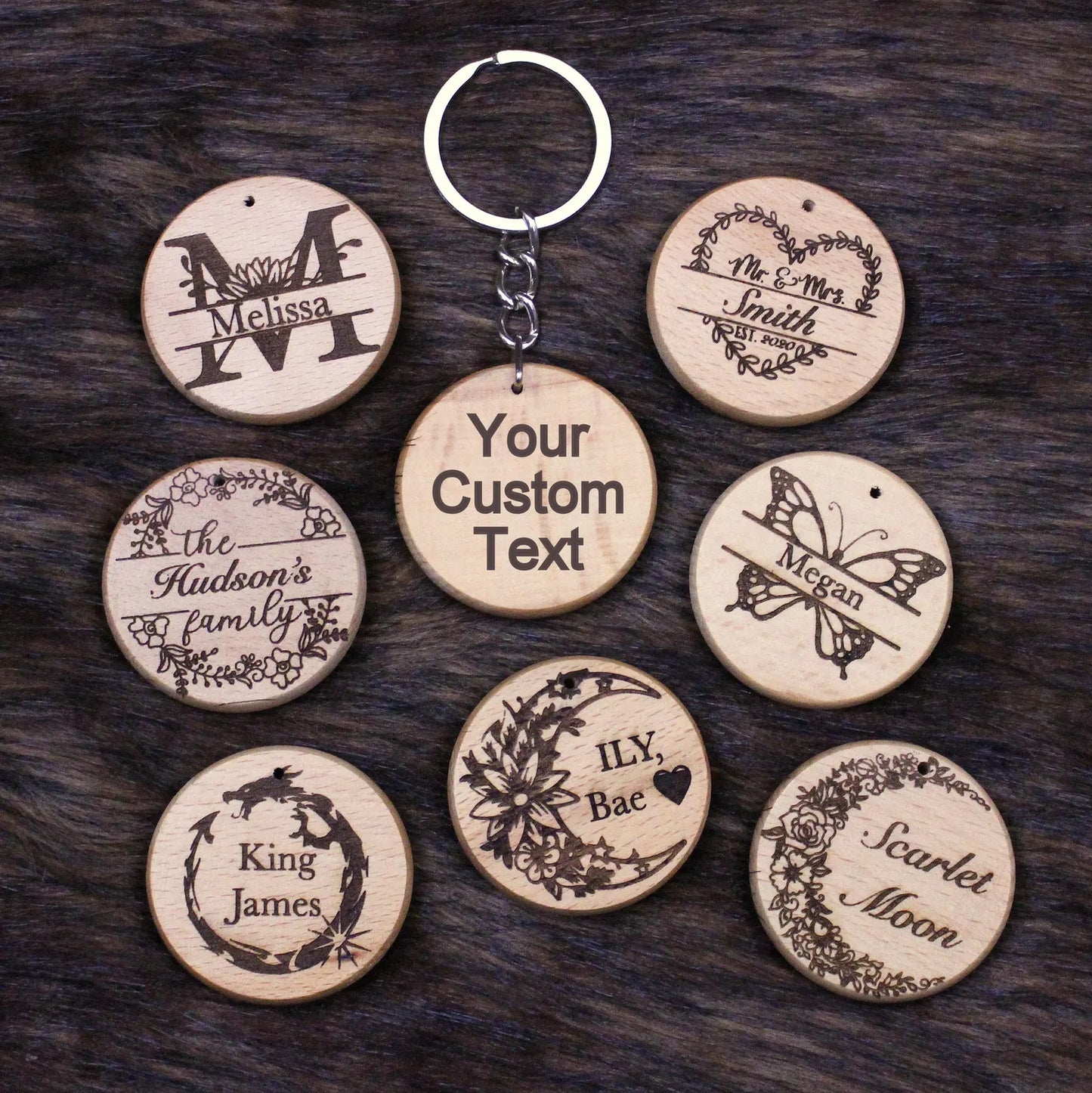 Engraved Wooden Personalised Keychain