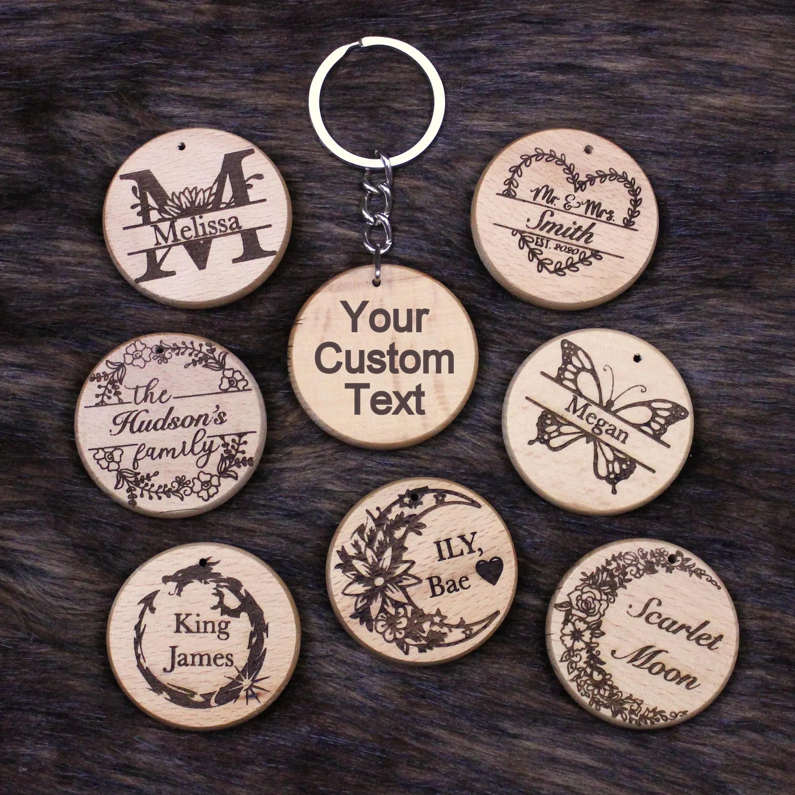Engraved Wooden Personalised Keychain