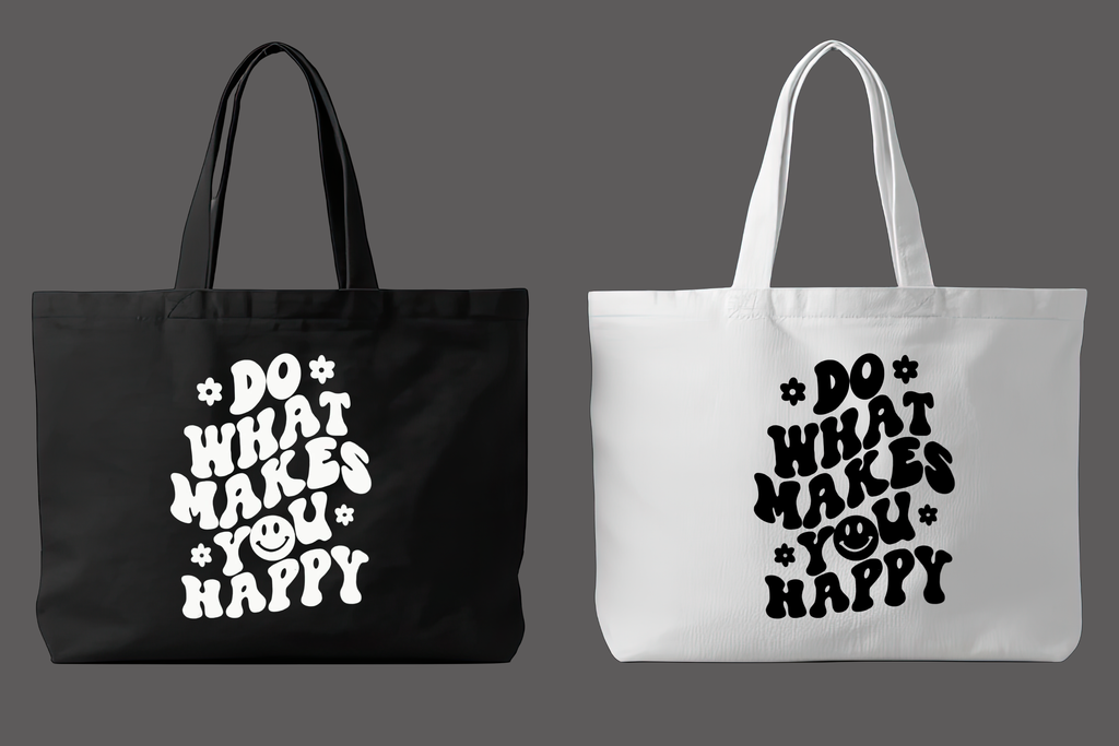 Do What Makes You Happy Typography Printed Tote Bag